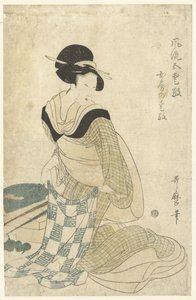 Charme doméstico Nyobo no aiko (título do objeto) Cinco encantos elegantes (título da série) Furyu goaiko (título da série no objeto) de Kitagawa Utamaro (attributed to)