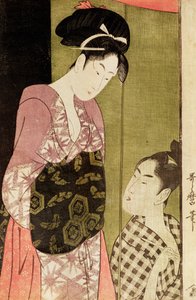 A Man Painting a Woman (impressão em bloco de madeira) de Kitagawa Utamaro