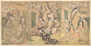 Uma vista dos prazeres do Taiko e das suas cinco esposas em Rakutō