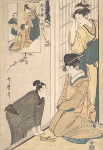 Um Jovem ao Lado de uma Casa, no final do século XVIII - início do século XIX. de Kitagawa Utamaro