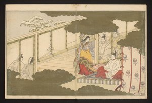 Uma cena de tribunal ambientada na neve de Kitagawa Utamaro