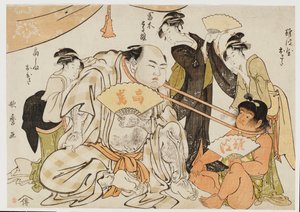 Um jogo de puxar o pescoço de Kitagawa Utamaro