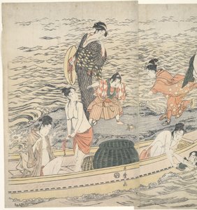 Mergulhadoras de conchas awabi em Enoshima de Kitagawa Utamaro