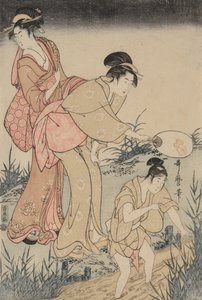 Pegando vaga-lumes sob um salgueiro (à direita) de Kitagawa Utamaro