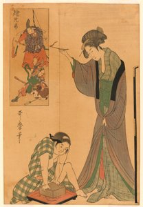 Pegando um rato de Kitagawa Utamaro