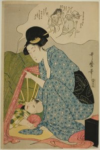 O pesadelo de uma criança com fantasmas de Kitagawa Utamaro