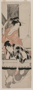 casal em um barco de Kitagawa Utamaro