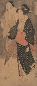 Casal em um banho de noite..., ca. 1800. de Kitagawa Utamaro