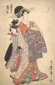 Courtesan, Shinohara e Kamuro de Tsuruya, finais do século XVIII. de Kitagawa Utamaro