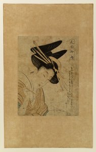 Cortesã com papel e pincel de Kitagawa Utamaro
