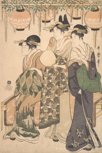 Courtesans Beneath a Wisteria Arbor..., ca. 1795. de Kitagawa Utamaro