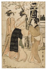 Exposição de tesouros no Santuário de Mimeguri de Kitagawa Utamaro