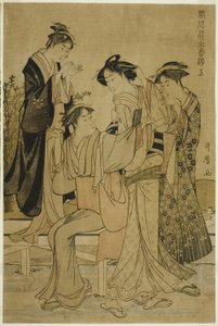 Prazeres elegantes: O perfume das flores, à direita (Furyu hana no ka asobi, jo) de Kitagawa Utamaro