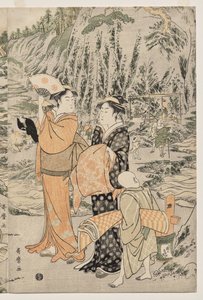 Pescando no Chopping Board Rock em Enoshima de Kitagawa Utamaro
