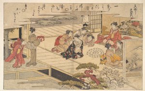 Raparigas a jogar com conchas de Kitagawa Utamaro