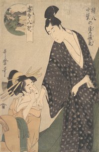 Gonpachi tem uma cor roxa profunda, não é? 1795. de Kitagawa Utamaro
