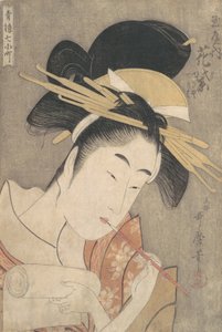 "Hanamurasaki da Tamaya", da série Seven Komachi of the Pleasure Quarters ..., ca. 1790. de Kitagawa Utamaro