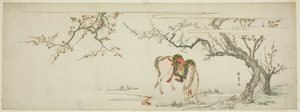 Cavalo sob uma ameixeira florida de Kitagawa Utamaro