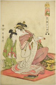 Hour of the Dog (Inu no koku), from the series "Twelve Hours in Yoshiwara (Seiro juni toki tsuzuki)" de Kitagawa Utamaro