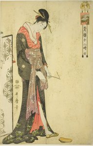 Hora do Boi [2am] (Ushi no koku), da série "As Doze Horas em Yoshiwara (Seiro juni toki tsuzuki)" de Kitagawa Utamaro