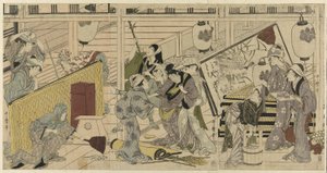 Limpeza da casa em preparação para o Ano Novo de Kitagawa Utamaro