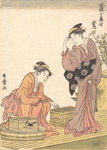 Bush Warbler japonês, 1754-1806. de Kitagawa Utamaro