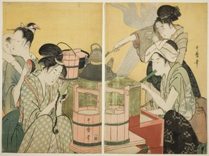 Cena da cozinha de Kitagawa Utamaro