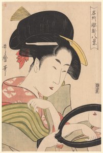 Espelho, da série “Eight Views of Tea-stalls in Celebrated Places” (“Meisho koshikake hakkei”) de Kitagawa Utamaro