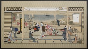 Folia do luar em Dozo Sagami, final do século XVIII. de Kitagawa Utamaro