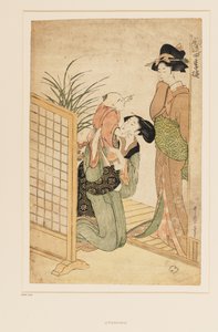 Mãe, criança e enfermeira, c.1790 (gravura em xilogravura nishiki-e (vários blocos)) de Kitagawa Utamaro
