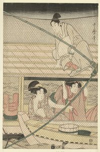 Pesca noturna de Kitagawa Utamaro