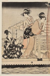 Pesca de Rede à Noite no Rio Sumida de Kitagawa Utamaro
