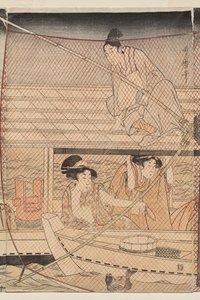 Pesca de Rede à Noite no Rio Sumida de Kitagawa Utamaro