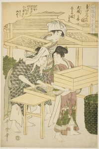 Nº 4 (shi), da série "Mulheres engajadas na indústria da sericultura (Joshoku kaiko tewaza-gusa)" de Kitagawa Utamaro
