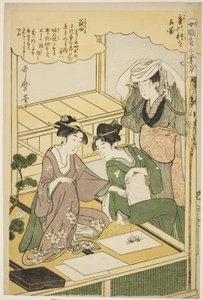 Nº 7 (nana), da série "Mulheres na Indústria da Sericultura (Joshoku kaiko tewaza-gusa)" de Kitagawa Utamaro
