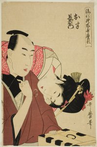 Ohan e Choemon, da série "Padrões da moda no estilo Utamaro (Ryuko moyo Utamaro-gata)" de Kitagawa Utamaro