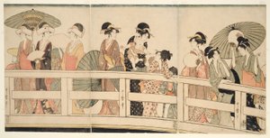 Em e p Plan d Sob Rokoku B Ridage (no topo da Rokoku Bridge) de Kitagawa Utamaro