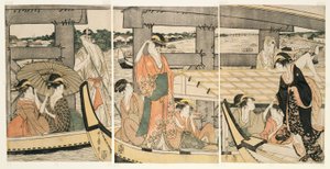 Em e p Plan d Sob Rokoku B Ridage (no topo da Rokoku Bridge) de Kitagawa Utamaro