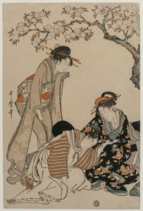 Paródia de uma cena de carruagem imperial de Kitagawa Utamaro