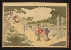 Pessoas que regressam de uma festa para ver flores de Kitagawa Utamaro