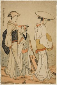 Prazeres das Quatro Estações: Cores e Aromas de Flores, à esquerda (Shiki no asobi hana no iroka, ge) de Kitagawa Utamaro