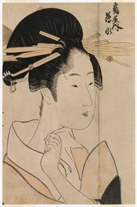 Retrato de uma gueixa da Sala de Chá de Uyo de Kitagawa Utamaro