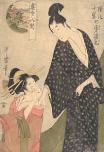 Sentimentos Partilhados no Quarto de Komurasaki e Gompachi, ca. 1795. de Kitagawa Utamaro