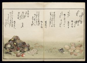 Shiohi no tsuto (Presentes da Ebb Tide), conhecido como o livro Shell, 1789 (impressão em xilogravura a cores) de Kitagawa Utamaro