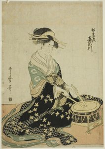 A cortesã Kisegawa do Matsubaya, de uma série sem título de cortesãs do Matsubaya como cinco músicos de Kitagawa Utamaro