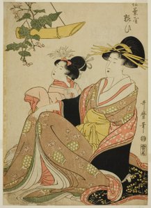 A cortesã Yoso-oi da Pine Needle House no Yoshiwara e seu atendente (Matsubaya Yoso-oi) de Kitagawa Utamaro