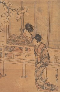 A Senhora de Rokujo sendo Visitada pela Princesa Aoi, ca. 1805. de Kitagawa Utamaro