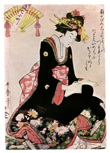 A Madonna da Cegonha de Papel, 1901. de Kitagawa Utamaro