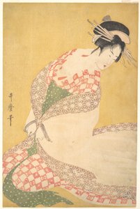 A veste exterior de Kitagawa Utamaro