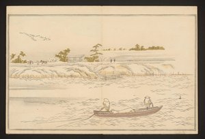 As margens do rio Sumida na neve de Kitagawa Utamaro